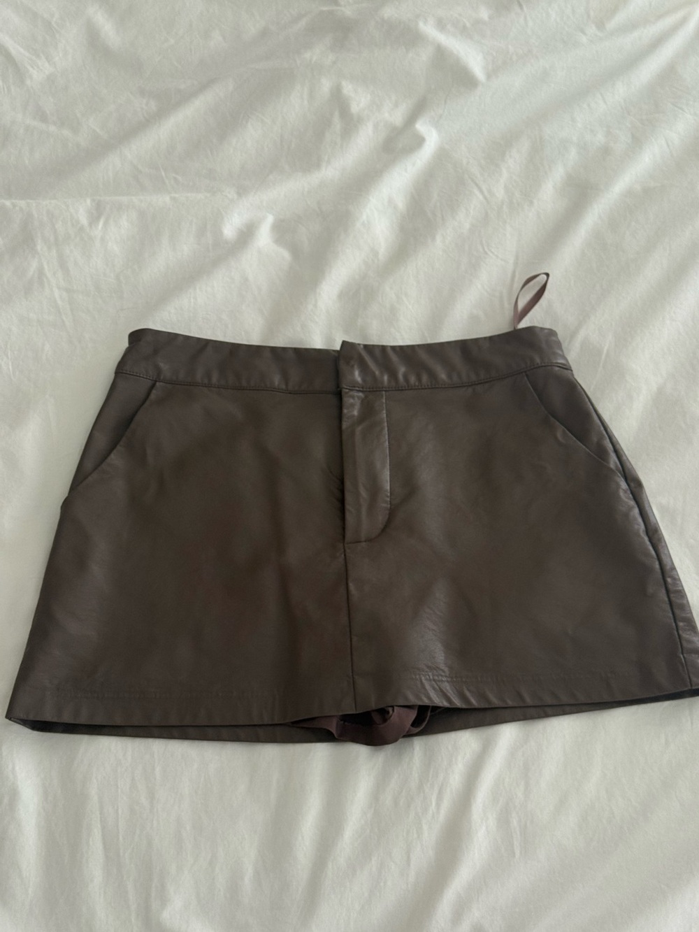 Classic Faux Leather Mini Skirt in Dark Brown